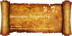 Weninger Titanilla névjegykártya